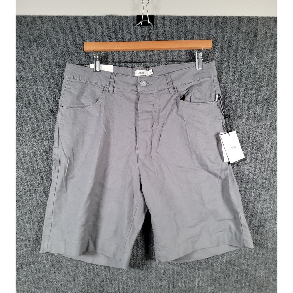 Onia Traveler Short Mens Size 32 Gray Linen Blend Casual Stretch 8'' Inseam NWT